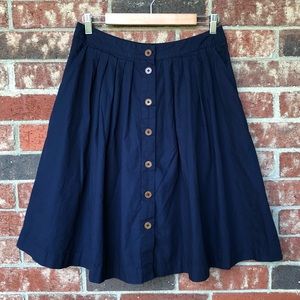 eShakti Retro Button Front Pleated A-Line Skirt